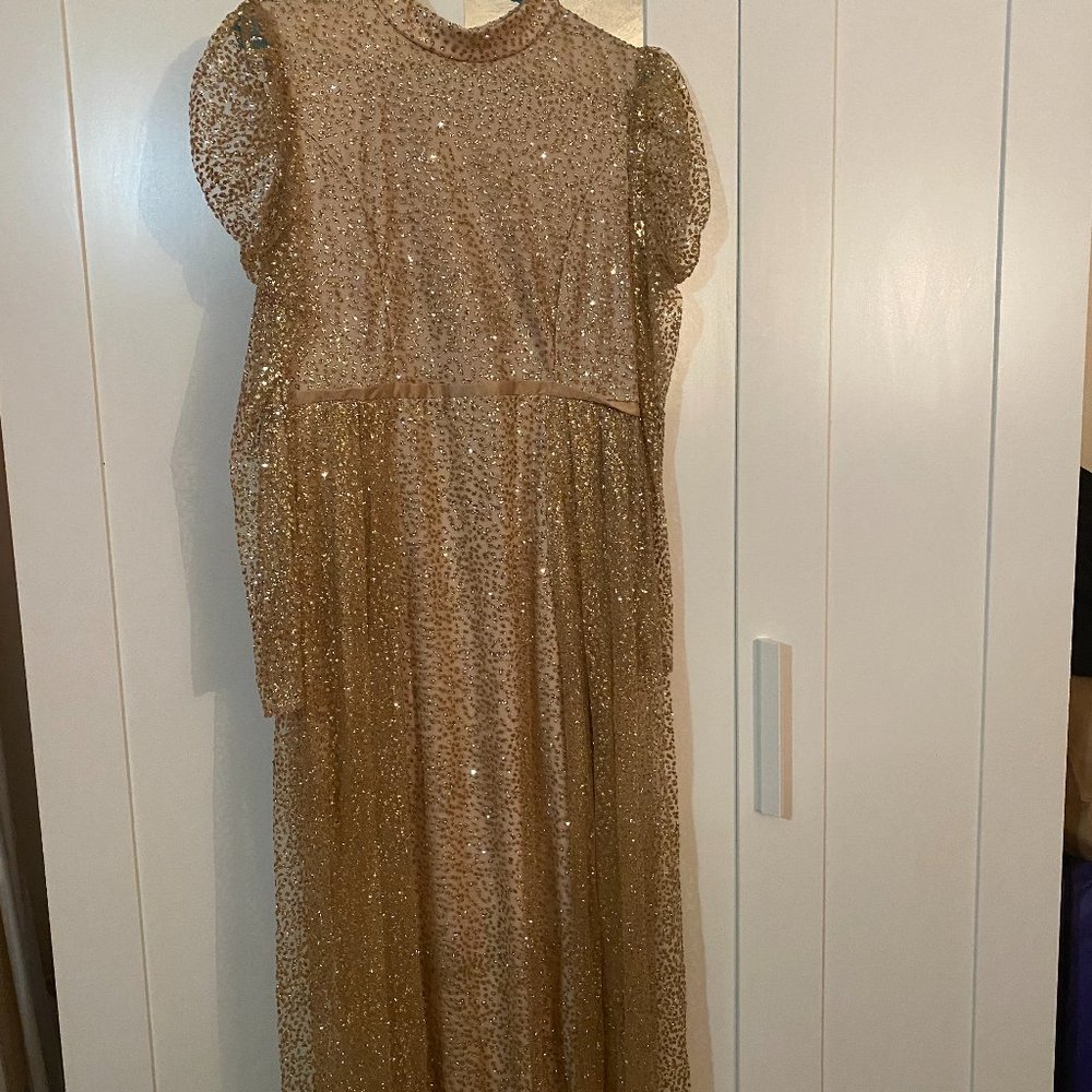 gold evening dress